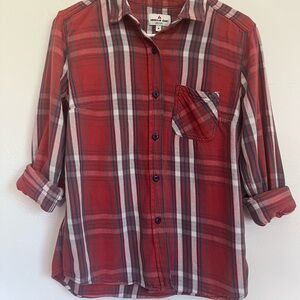 American Giant Red Plaid Button Down Shirt